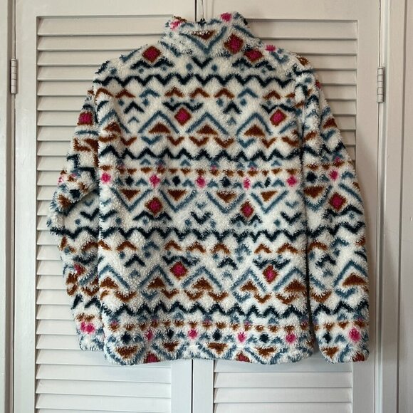 Eddie Bauer Quarter Zip Plush Jacket women small multicolored cream - Picture 5 of 8
